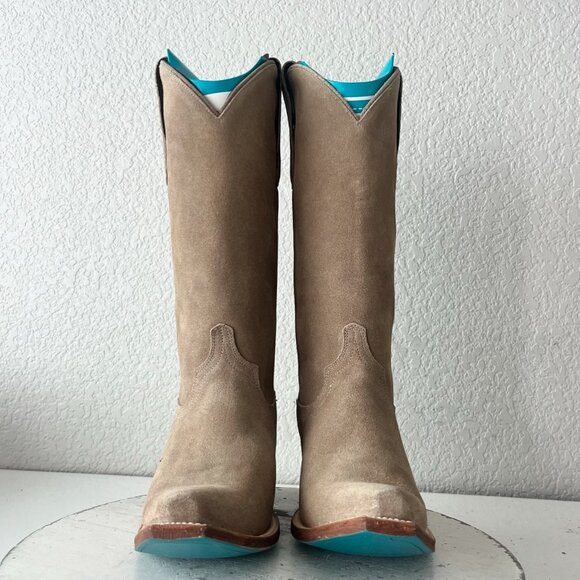 Lane EMMA JANE Womens Cowboy Boots 7.5 Latte Suede Western Cowgirl Mid Calf Tall - Picture 6 of 12